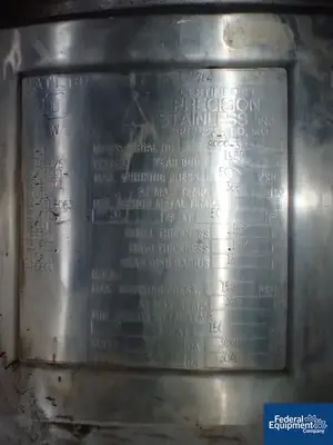 USED Precision 50 Gal Precision Reactor, 316L S/S, 50/150#