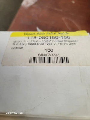 NEW Copper State Copper State Bolt 118-080160-106 M10-1 .5 X12mmX16mm
