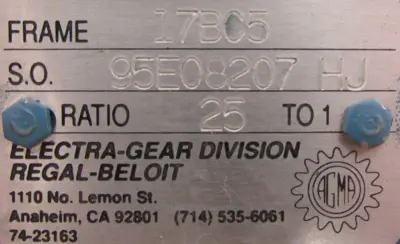 NEW ELECTRA-GEAR 17BC5 GEAR REDUCER 25:1 95E08207