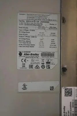 ALLEN BRADLEY 20G1AND125JA0NNNNN PowerFlex 755 AC Drive 100 HP - STOCK CC105