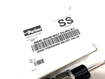 NEW PARKER HIGH PRESSURE RELIEF VALVE, MANUAL OVERRIDE, ANGLED