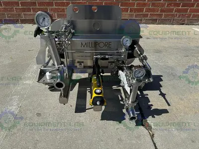 USED MILLIPORE MPOD SYS1B CP8PA5001A FILTER PRESS W/ ENERPAC P142 HYDRAULIC HAND PUMP