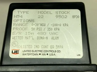 Used UNITED ELECTRIC H54 Industrial Controls Ohio US | Surplus Asset Holdings #1242074