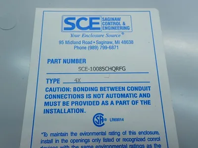 New | in-Stock SAGINAW CONTROL SCE10085CHQRFG Electrical Boxes Ohio US | HGR 24 #757628