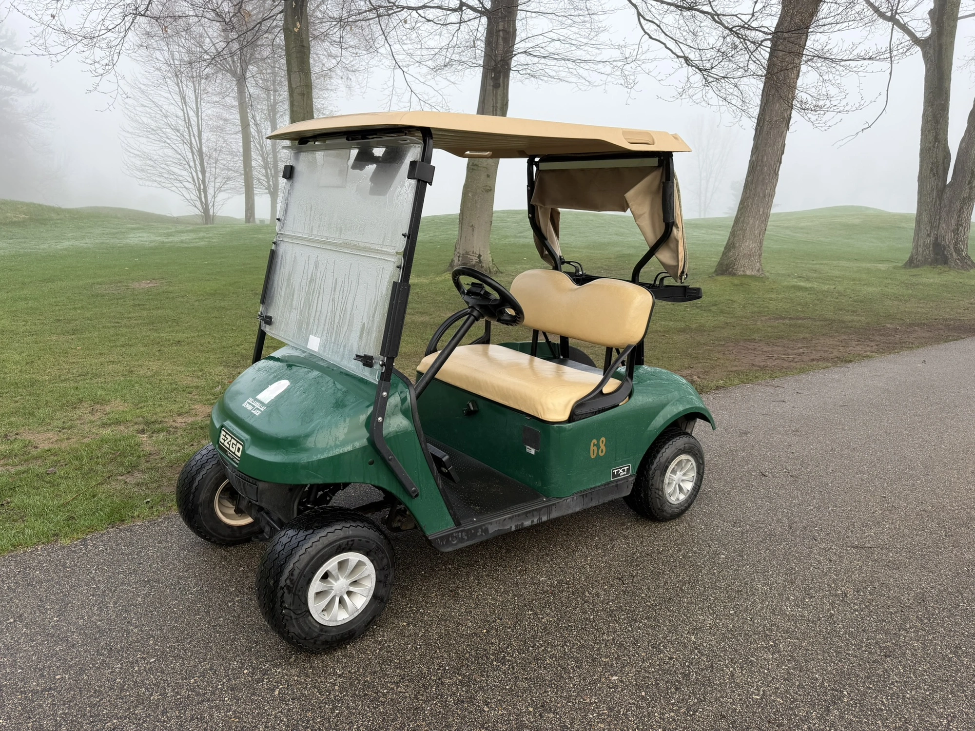 (1) 2019 E-Z-Go EFI golf cart with a Kawasaki gas engine, model 657061G01, includes canopy, fold-dow...
