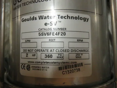 Goulds Pump and Motor Combo 5SV6FE4F20 e-SV Series Vertical Multistage Pump, Unused Condition