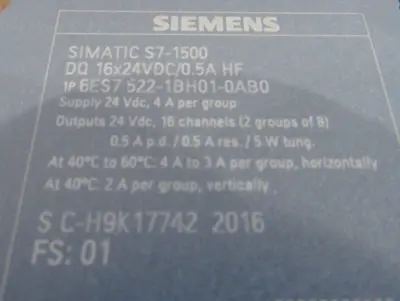 NEW SIEMENS 6ES7522-1BH01-0AB0 OUTPUT MODULE S7-1500 6ES75221BH010AB0