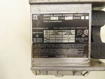 Square D 2510-KR2H Manual Motor Starting Switch 600V 30A 3PH Series B Rainproof