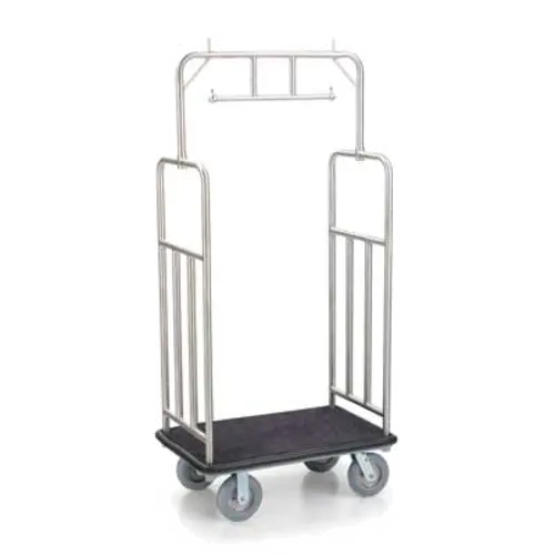 Forbes Industries Luggage Cart w/ Carpeted Deck - 37"L x 23"W x 77"H, Diamond Textured Steel (2479-DT)