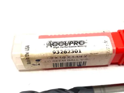 USED ACCUPRO BALL END MILL: 1/2" DIA, 1-1/4" LOC, 4 FLUTE, SOLID CARBIDE