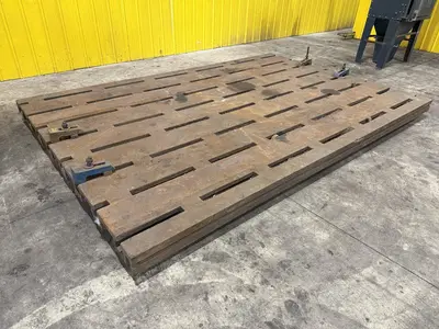 12' LONG X 8' WIDE X 5" THICK T-SLOTTED FLOOR PLATE / LAYOUT TABLE: YOBRO #23835