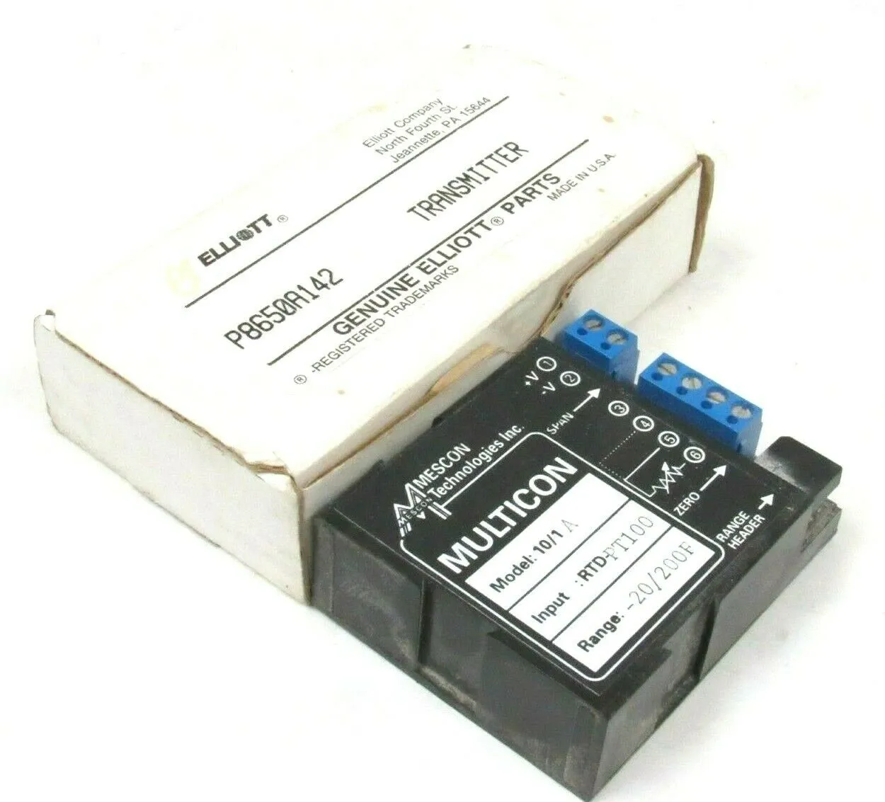 NEW MESCON ELLIOTT RTD-PT100 P8650A142 TRANSMITTER RTDPT100