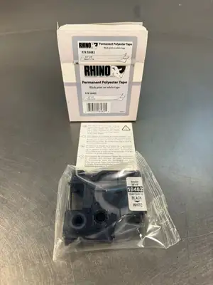 Rhino 18482 9mm x 5,5m Black on White tape Polyester (3.1.1)