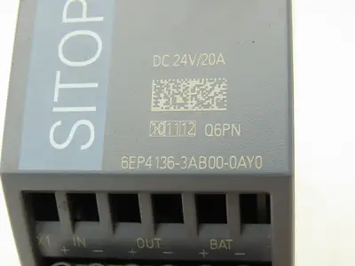 Siemens 6EP4136-3AB00-0AY0 Sitop UPS1600 Power Supply 24VDC 20Amp Out Din Rail