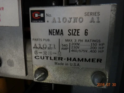 Cutler Hammer Size 6 Full Voltage Starter