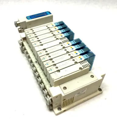USED SMC ETHERNET POWERLNK MANIFOLD ASSEMBLY, SY5A00-5U1-X350 VALVES
