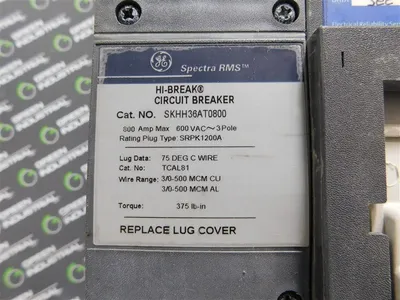 General Electric SKHH36AT0800 HI-Break Circuit Breaker 400A Rating Plug Used