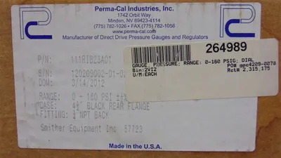 Perma-Cal 111RIB23A01 Pressure Gauge 0-160 PSI New NIB