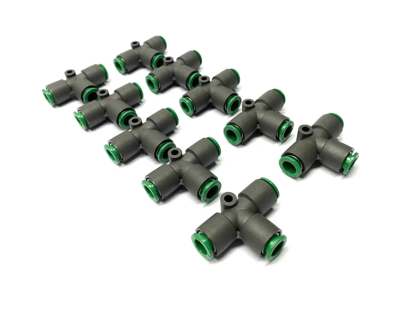 USED SMC PNEUMATIC UNION TEE FITTINGS FLAME RESISTANT 8MM LOT OF 10