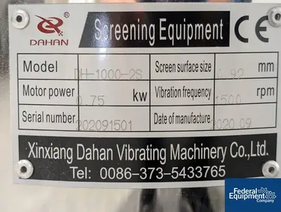 USED Dahn 39" Dahn Vibratory Sifter, Model DH-1000-2S, S/S