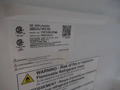 GE FUF14DLREWW 14.1Cu Ft. Stand Up Freezer NOT WORKING - SOLD AS-IS