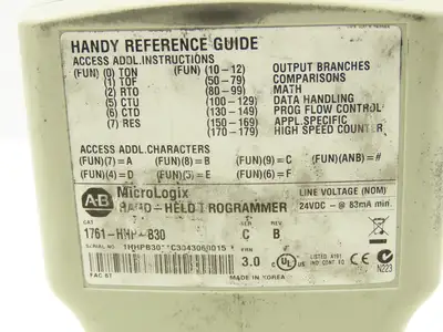 Allen Bradley 1761-HHP-B30 MicroLogix Hand-Held Programmer Series C Rev B 24VDC