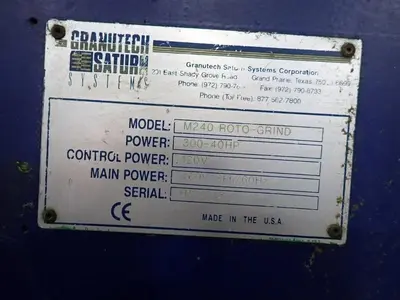 Used 2001 GRANUTECH SATURN M240 Dual Rotor or Single Rotor Shredders Pennsylvania US | Global Equipment International, LLC #1330225