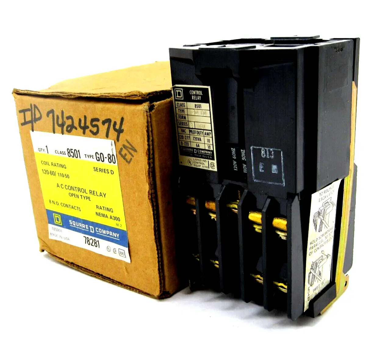 NEW SQUARE D 8501G080 CONTROL RELAY SERIES D 120-60 / 110/50