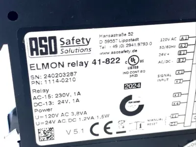 USED ASO SAFETY SOLUTIONS ELMON RELAY 41-822