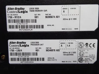 Allen Bradley 1756-L55/A ControlLogix Processor w/ 1756-M12/A K01 G01 Used
