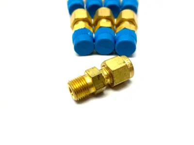 USED SWAGELOK BRASS COMPRESSION TUBE FITTING 3/16" TUBE 1/8" MNPT