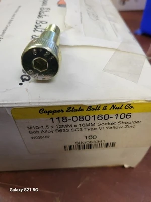 NEW Copper State Copper State Bolt 118-080160-106 M10-1 .5 X12mmX16mm