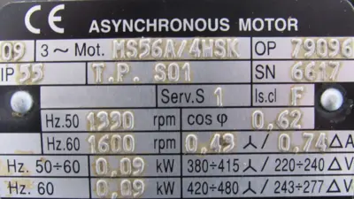 USED RUHRGETRIEBE MS56A/4WSK GEAR MOTOR 100:1 MS56A4WSK