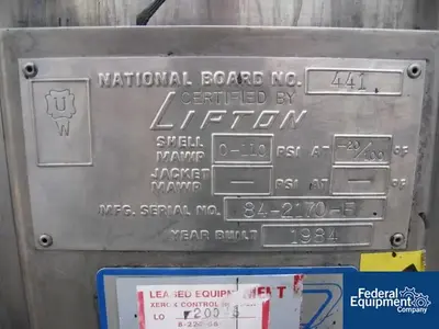 USED Lipton 33 GAL LIPTON RECEIVER, S/S, 110#
