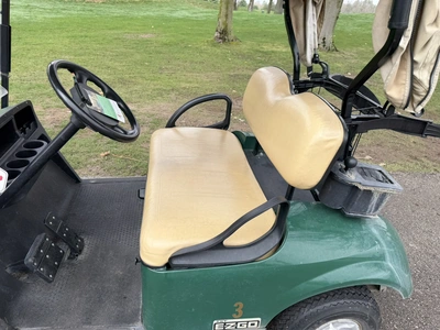 (1) 2015 E-Z-Go golf cart with a Kawasaki gas engine, includes Club canopy and ball washer, fold-dow...