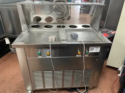 New | in-Stock Artex Used Artex Commercial Ice Cream Roll Machine Model CBJF-2D5C Dual Pans 120V Ice Cream Equipment Illinois US | Falcon Restaurant Supply #1375686