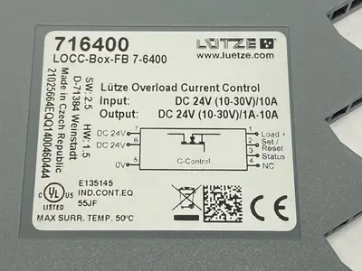 USED LÜTZE LOCC-BOX-FB 7-6400 ELECTRONIC CIRCUIT BREAKER 1-10A