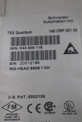 SCHNEIDER AUTOMATION 140CRP93100 TSX QUANTUM RIO HEAD NEW UNIT STOCK G308A