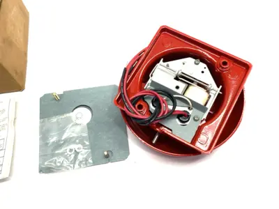 USED EDWARDS SIGNALING FIREBELL FIRE ALARM BELL, VIBRATING, RED, 6" DIA.