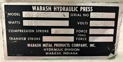 USED 1986 WABASH WABASH 150-242TM PRESS