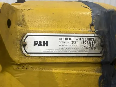 25 TON P&H OVERHEAD BRIDGE CRANE HOIST, NEW 1998, 66" GAUGE: YOBRO #24847