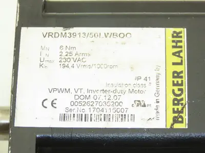 Berger Lahr VRDM3913/50LWBOO Servo Stepper Motor 230V 6Nm BRS39BW460ABB