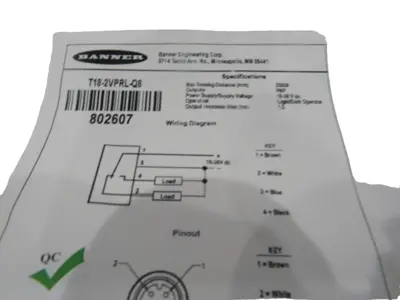 NEW BANNER T18-2VPRL-Q8 PHOTO SWITCH 10-30VDC T182VPRLQ8