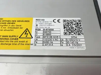 USED REO, WEBER REOVIB MFS168 SOR 3 FREQUENCY CONVERTER IP54