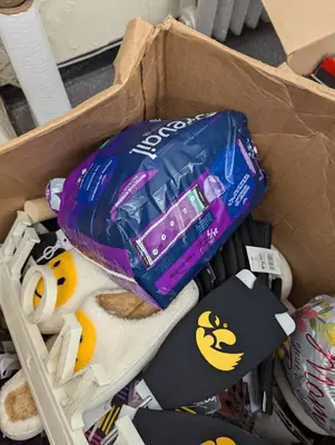 Huge mixed lot of GM - Decor, slippers, can koozies and more - all New