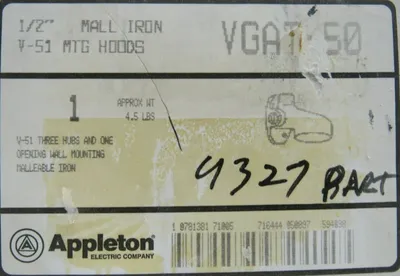 NEW APPLETON VGAT-50 MOUNTING HOOD VGAT50