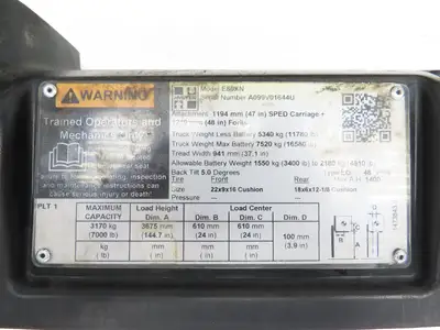 Hyster 8544587 Forklift Traction Drive Motor 48V 21.5kW Off E80XN TSW 180/6-360