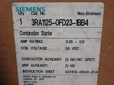 New | in-Stock SIEMENS 3RA11250FD231BB4 Starters Ohio US | HGR 24 #1186289