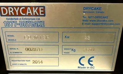 CBB CD 40I-SP sanitary decanter centrifuge, Duplex SS.