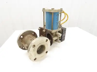Jamesbury ST-200 Pneumatic Actuator 3" Stainless Flanged Ball Valve & Positioner